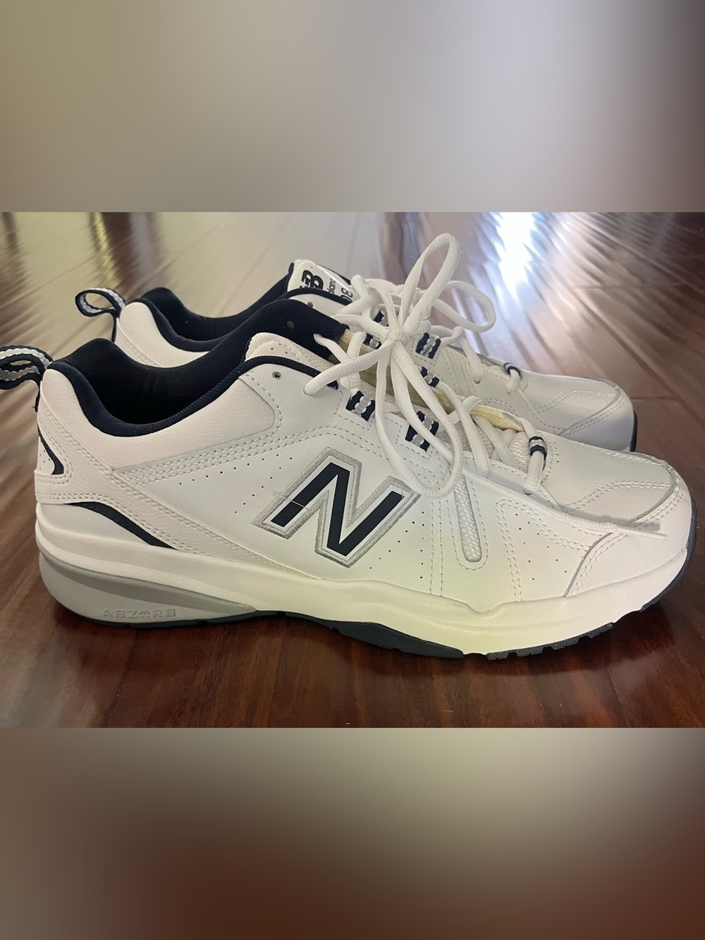 New Balance 608 Men's White with Navy Accent Comfort Sneakers